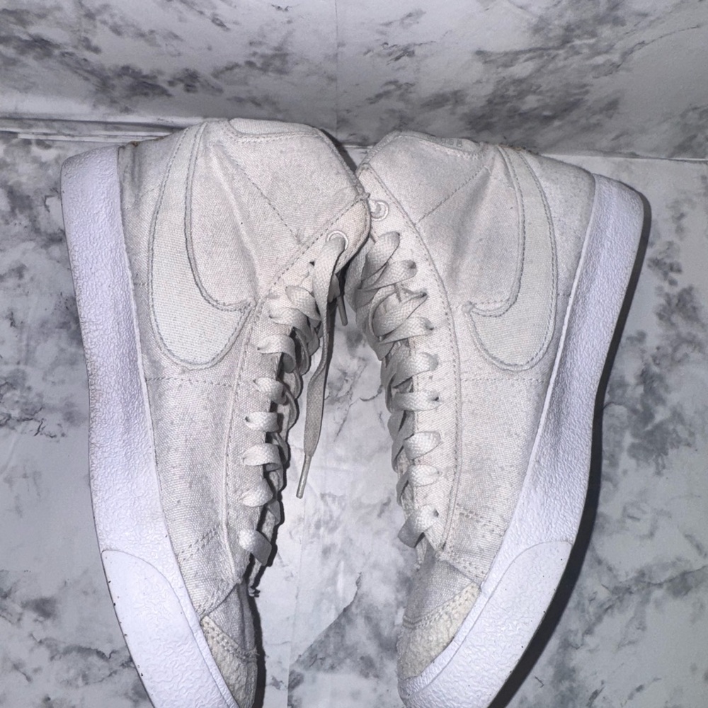 Preowned Nike Blazer Mid 77 Women 6.5 Indigo Trainers white blue floral project - Picture 6 of 11